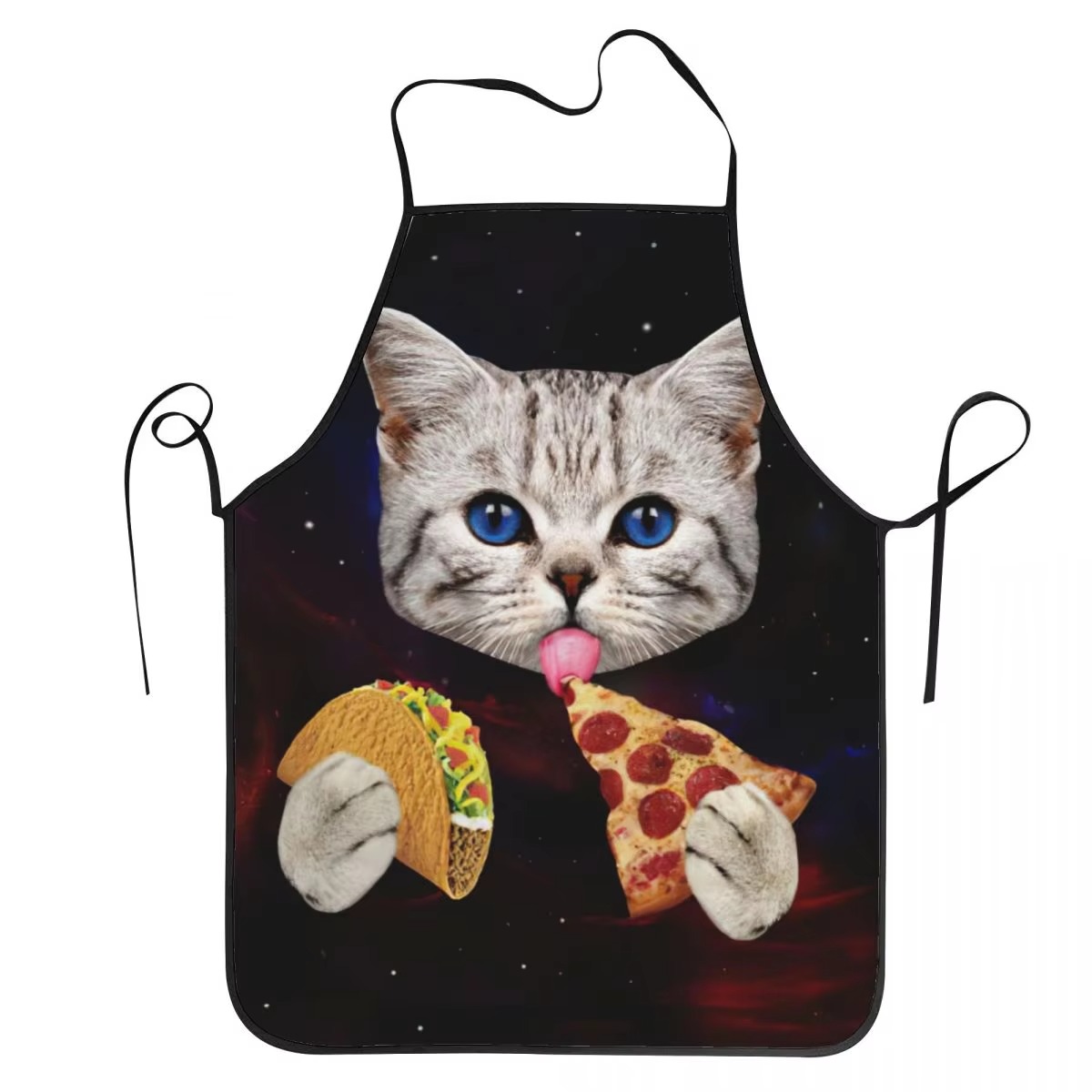 Home Cooking For Cats - 1PC Unisex Space Pizza Cat Fartuch