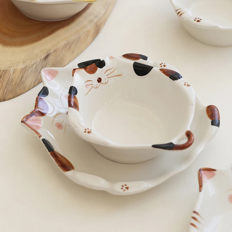 Home Cooking For Cats - Ceramiczna miseczka/talerz z motywem kreskówkowego kota,