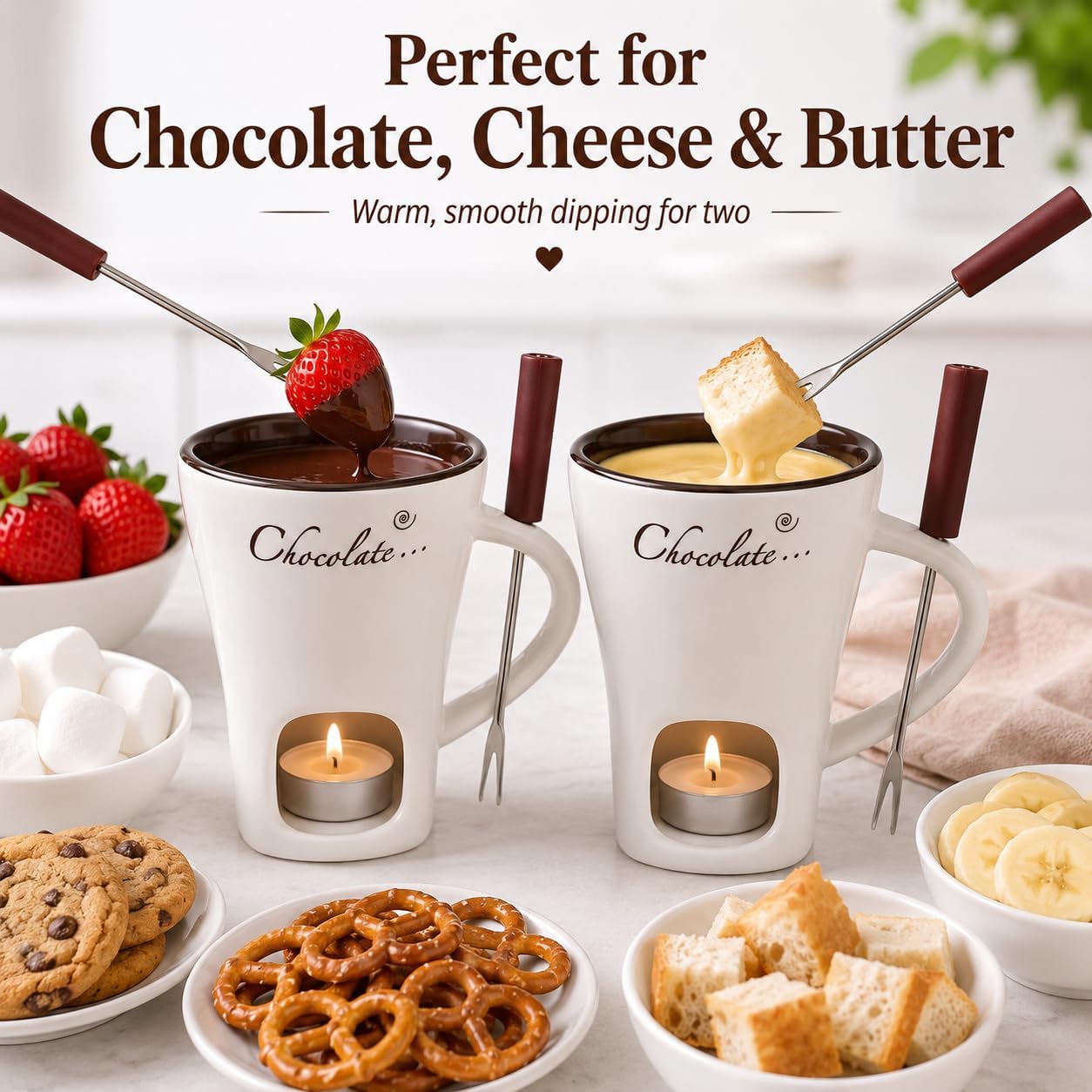 Fondue Pot Ceramic - Słodki ceramiczny kubek do fondue z