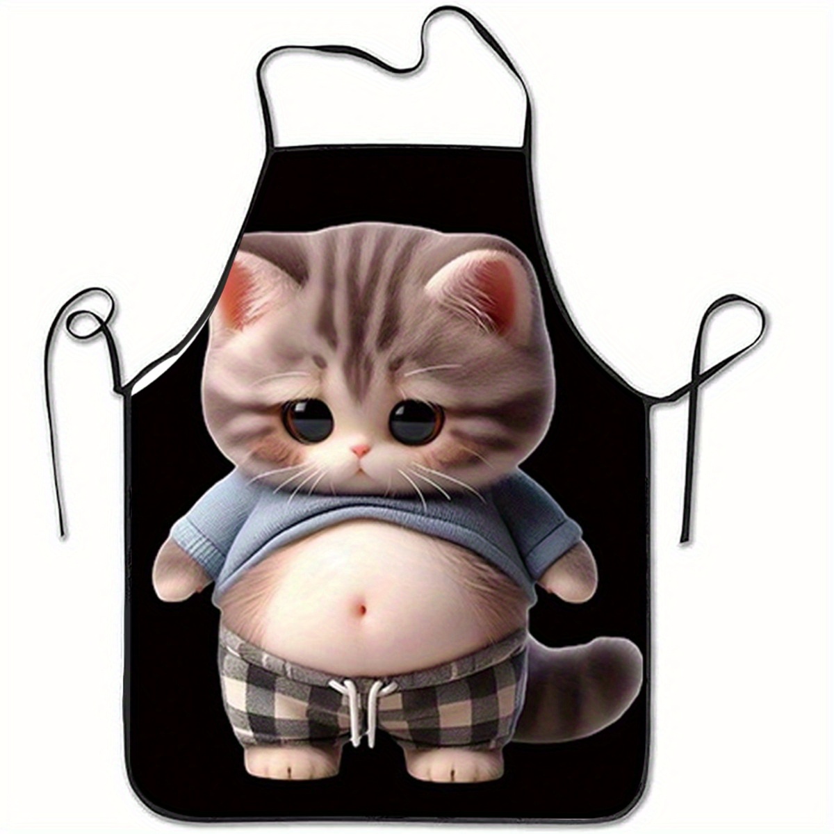 Home Cooking For Cats - Uroczy fartuch z nadrukiem kreskówkowego kota,