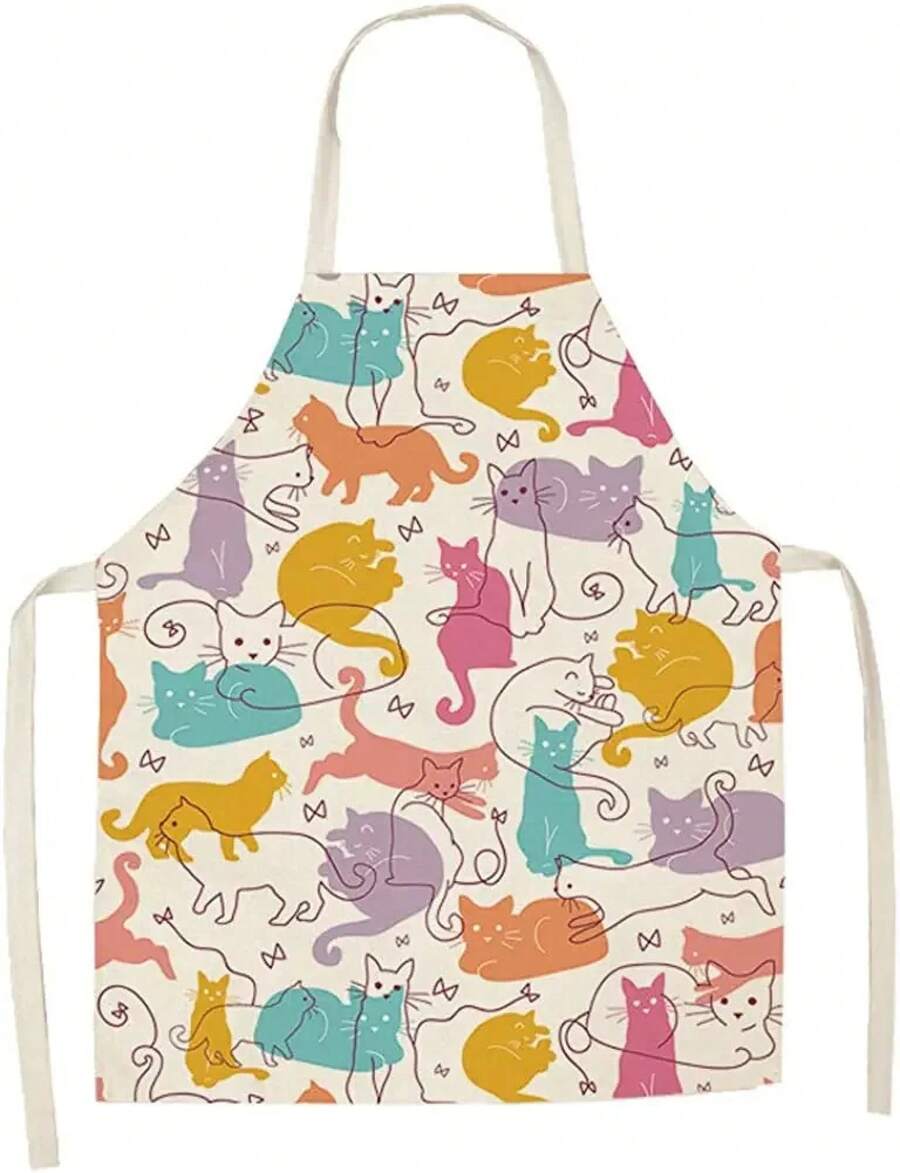 Home Cooking For Cats - Uroczy, kolorowy fartuch kuchenny z motywem