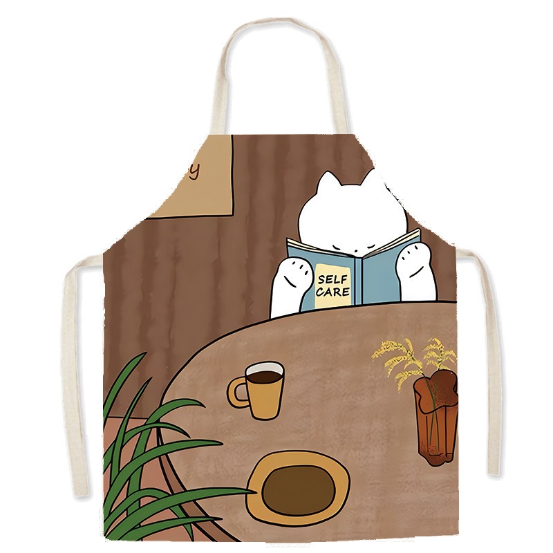 Uroczy biały fartuch z nadruki – Home Cooking For Cats recenzja i cena