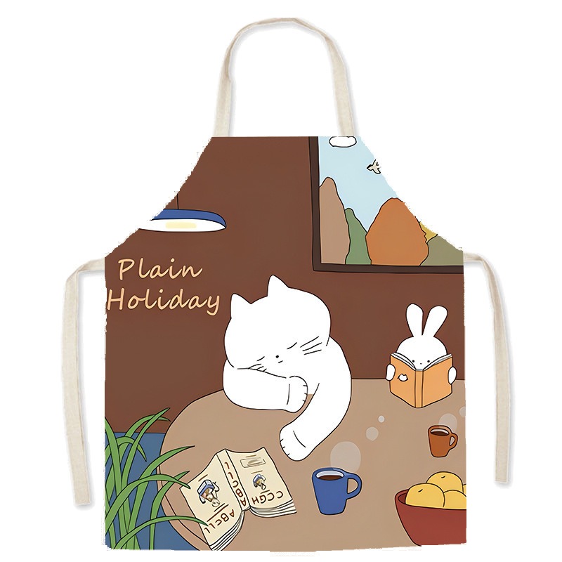 Uroczy biały fartuch z nadruki – Home Cooking For Cats recenzja i cena